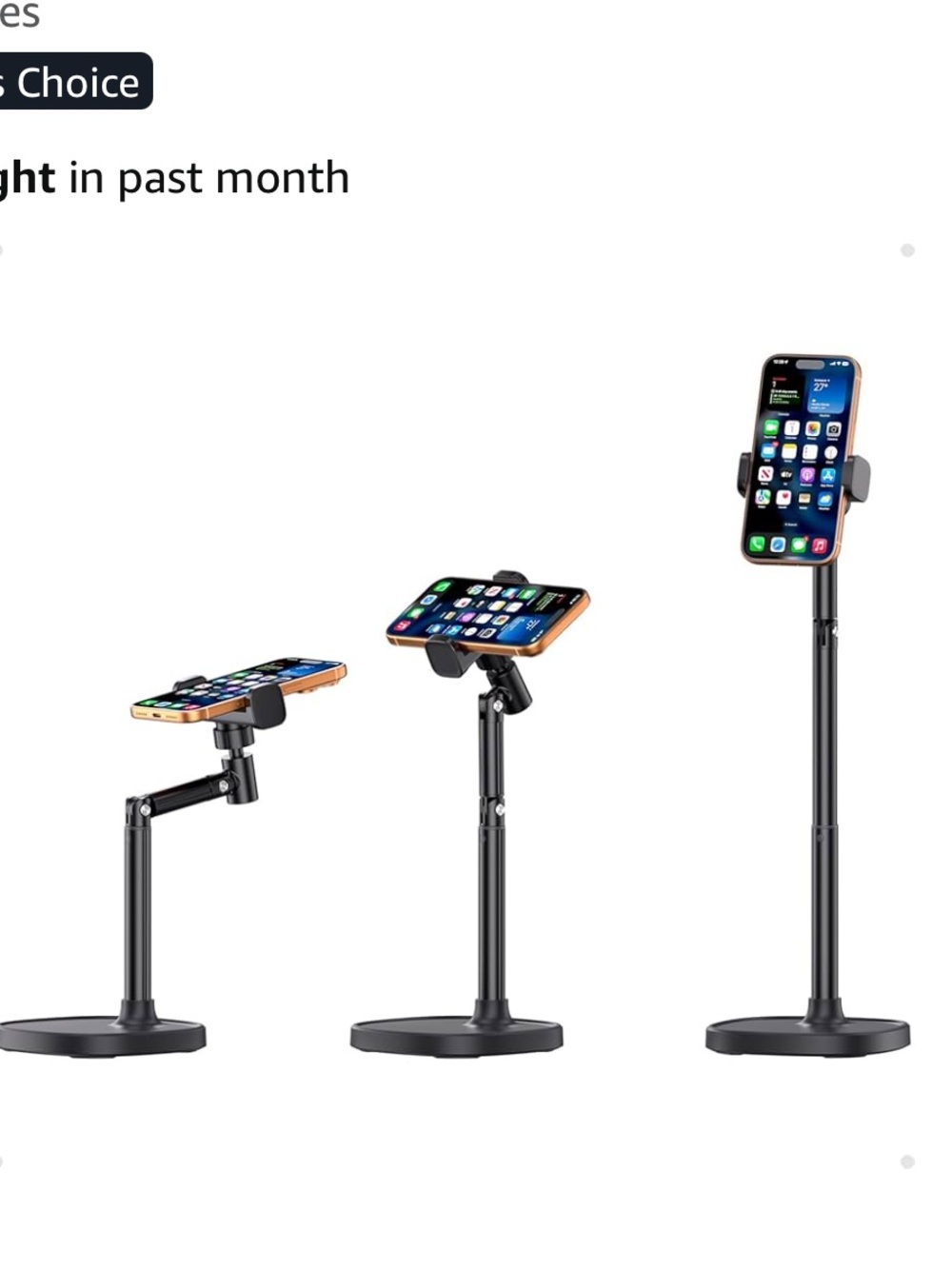 Black Adjustable Aluminum Phone & Tablet Stand - Retractable Desk Mount